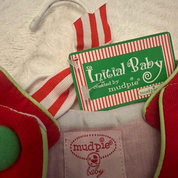MudPie Initial “A” Christmas Baby Romper 0-6 Months - Holiday Outfit - NWT NEW - Picture 5 of 6